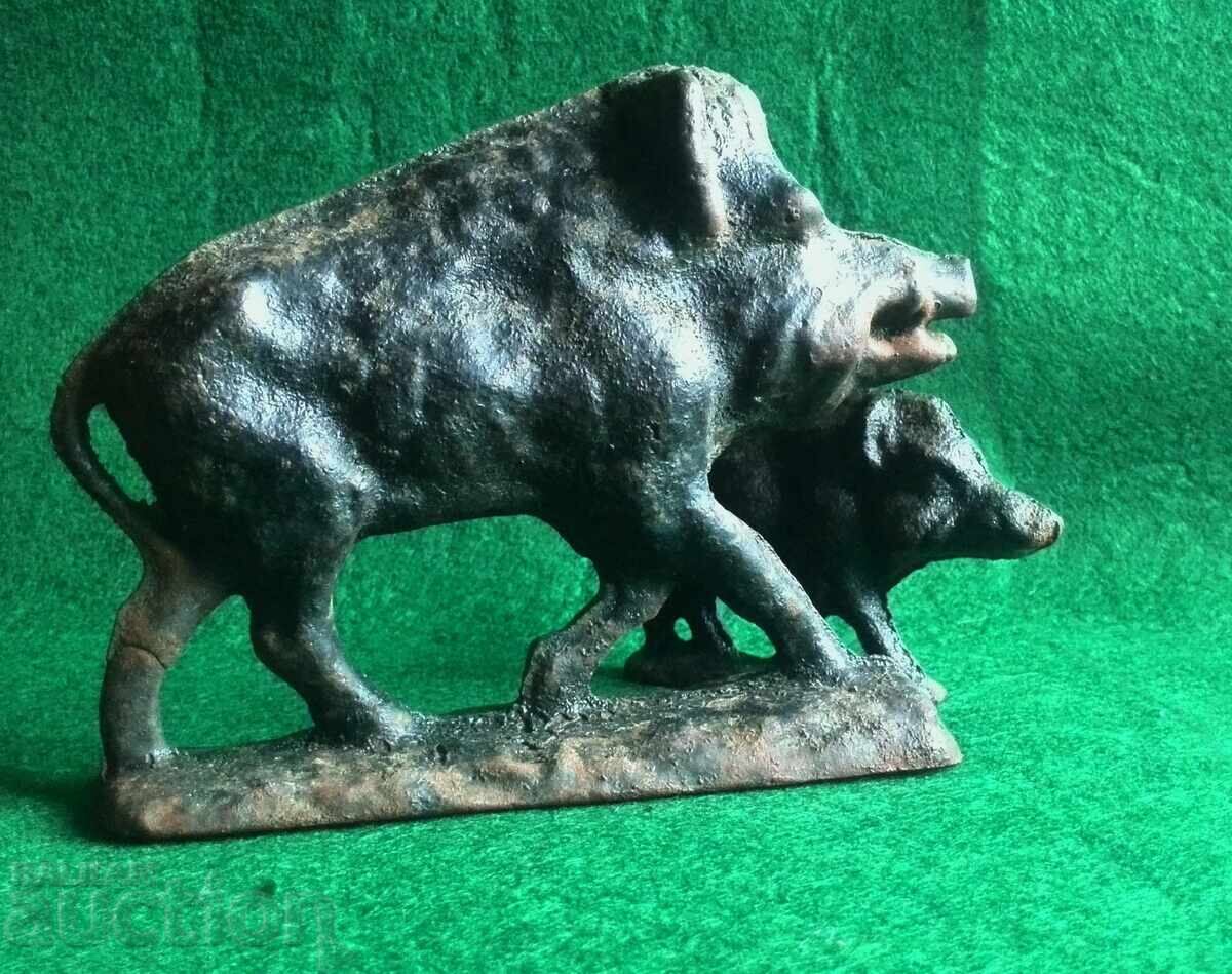 Antique cast iron wild boar figurines - 5