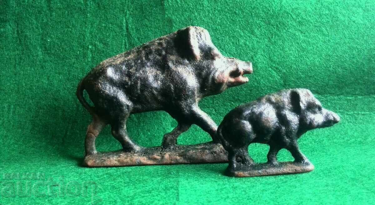 Antique cast iron wild boar figurines - 6