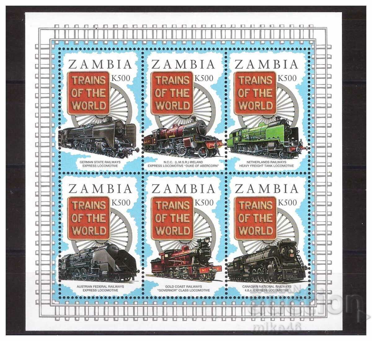 ZAMBIA 1997 Steam Locomotives clean small sheet ZAMBIA 1997 Steam Locomotives clean small sheet