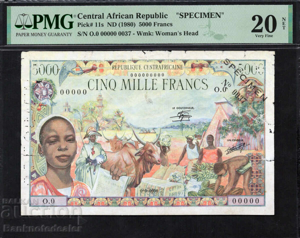 Κεντροαφρικανική Δημοκρατία 5000 Φράγκα 1980 Δείγμα Pick 11