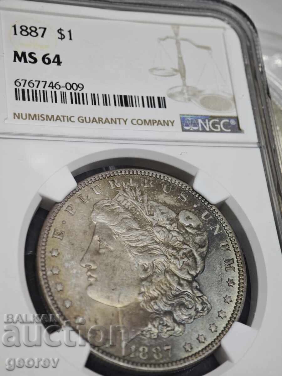 1 Silver Dollar 1887 MS64