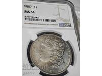 1 Silver Dollar 1887 MS64