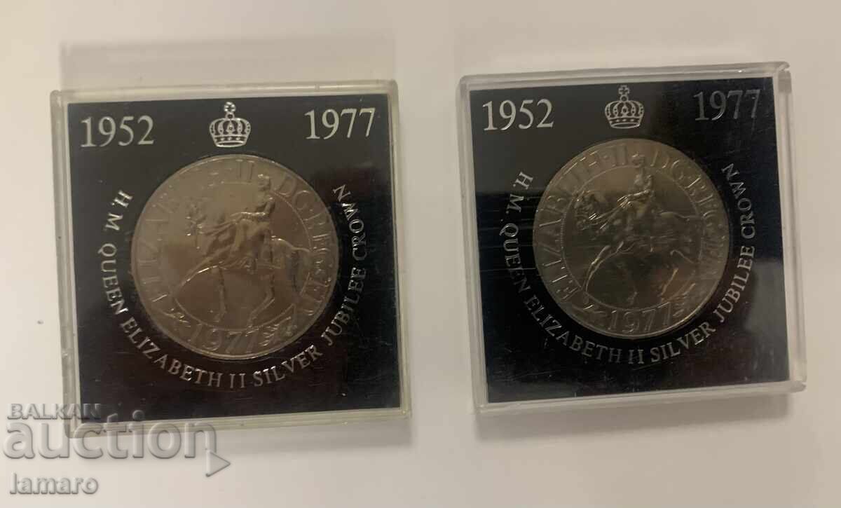 Auction  2 English Jubilee Coins 1977 Silver Wedding