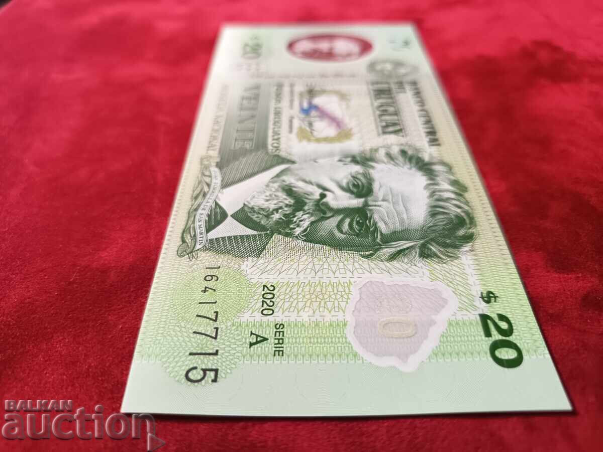 URUGUAY banknote 20 pesos UNC 2020 polymer Exceptional - 6