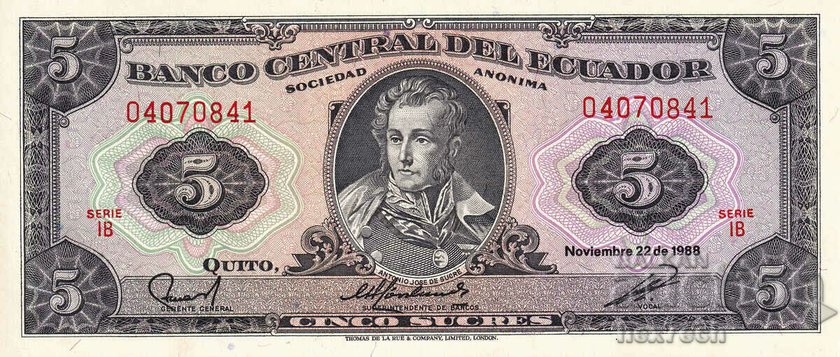 ❤️ ⭐ Εκουαδόρ 1988 5 πρόσθετα UNC νέο ⭐ ❤️ με τιμή 5.99 BGN | € 3.06 ❤️ ⭐ Εκουαδόρ 1988 5 πρόσθετα UNC νέο ⭐ ❤️ με τιμή 5.99 BGN | € 3.06