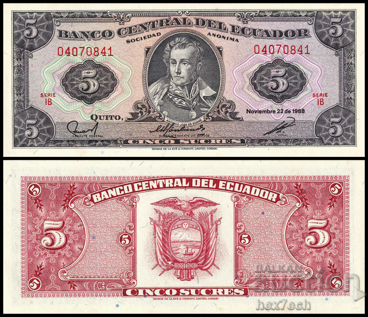 ❤️ ⭐ Εκουαδόρ 1988 5 πρόσθετα UNC νέο ⭐ ❤️ ❤️ ⭐ Εκουαδόρ 1988 5 πρόσθετα UNC νέο ⭐ ❤️