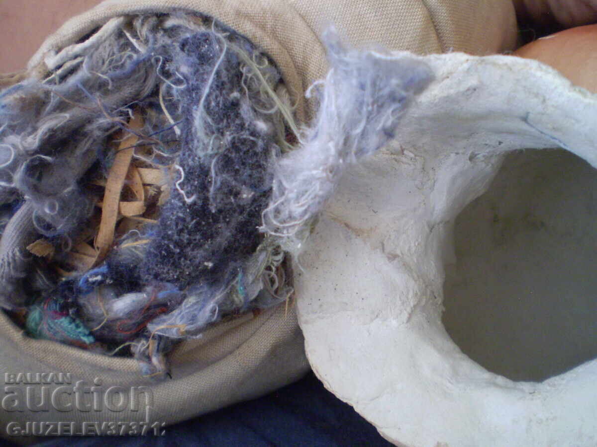 Βίντατζ κούκλα με κεφάλι από παπιέ-μασέ, υφασμάτινο σώμα, γεμιστό - 6