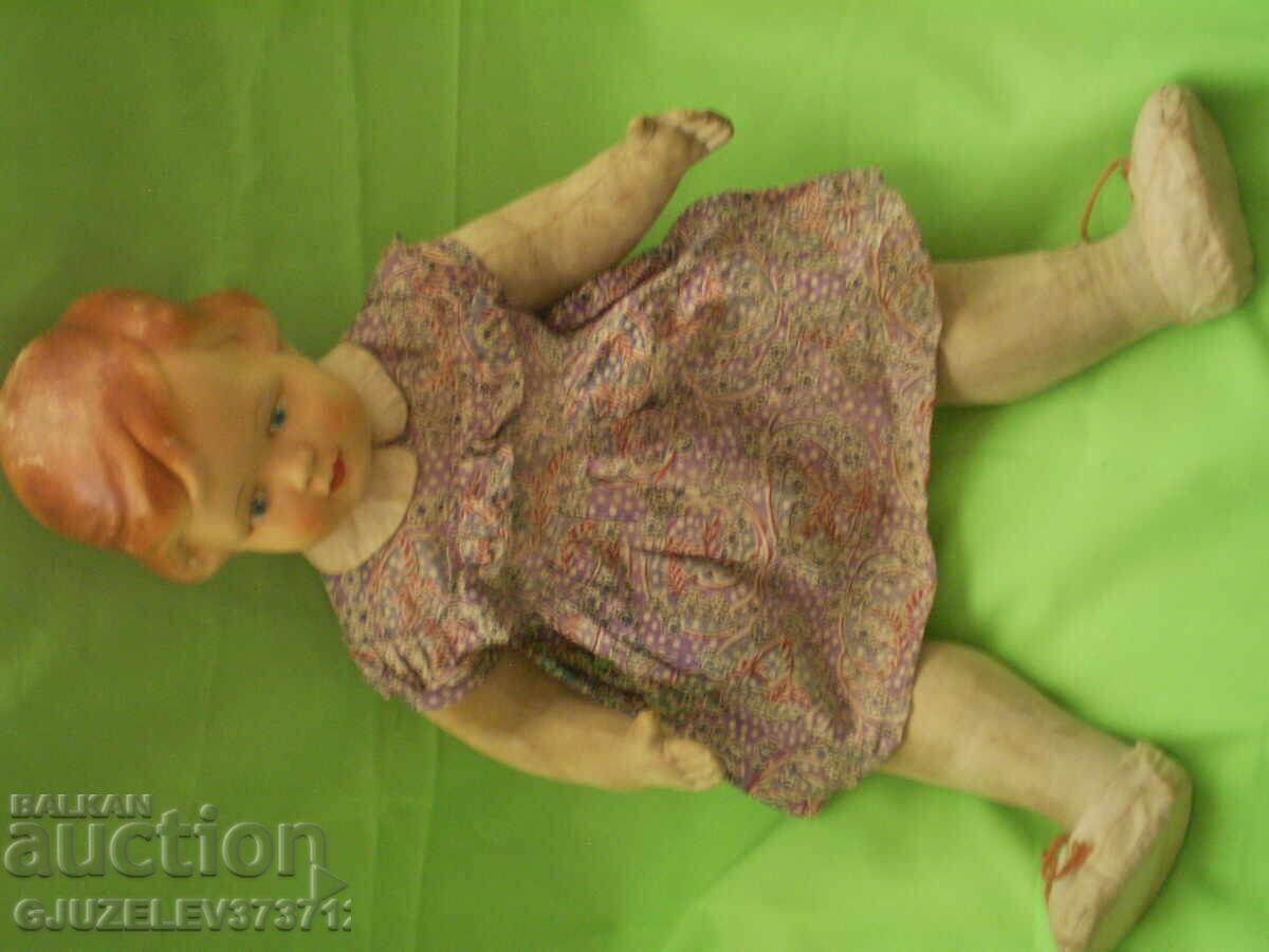 Βίντατζ κούκλα με κεφάλι από παπιέ-μασέ, υφασμάτινο σώμα, γεμιστό - 7