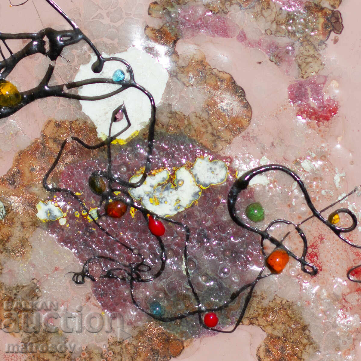 Аукцион Ръчно рисувана абстрактна картина, керамична плочка