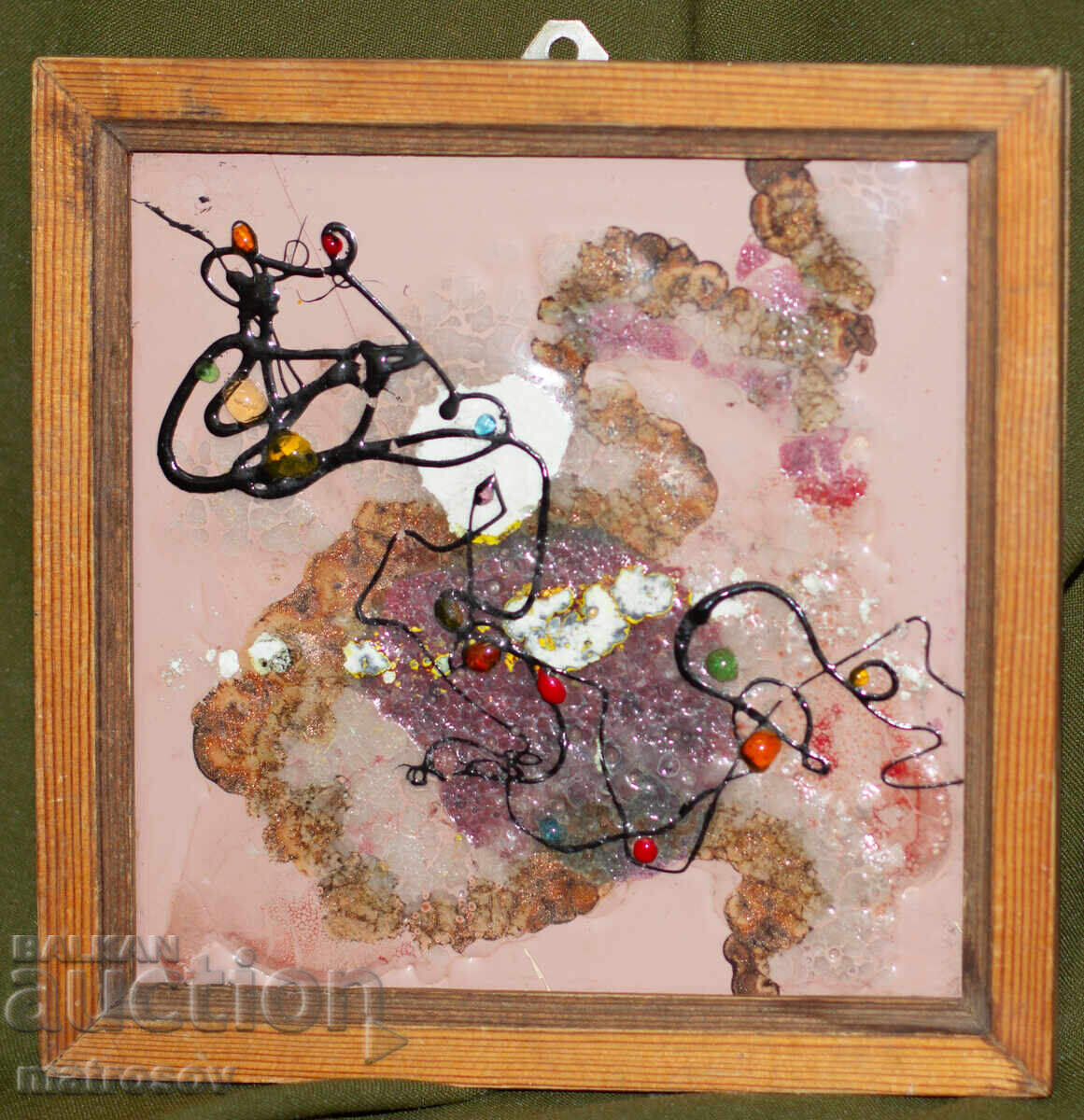 Ръчно рисувана абстрактна картина, керамична плочка - 5