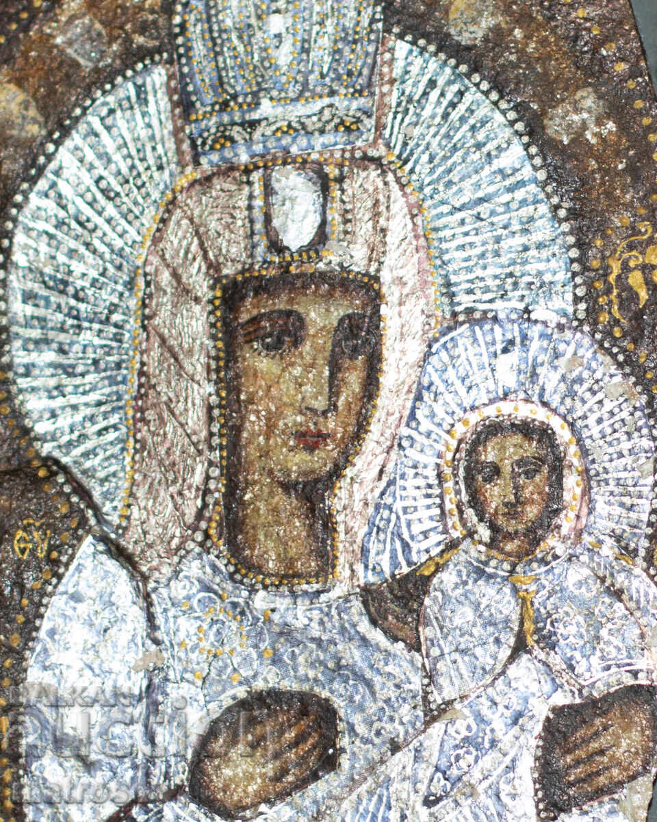 Χειροποίητη αγιογραφία σε πέτρα, Παναγία με τον Χριστό με τιμή 200.00 BGN | € 102.26