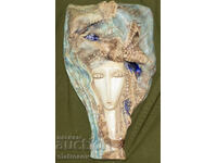 Statuetă ceramică decorativă de autor, portret de femeie