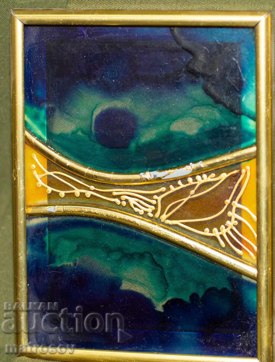 Δημοπρασία Δύο χειροποίητοι αφηρημένοι πίνακες ζωγραφικής σε γυαλί