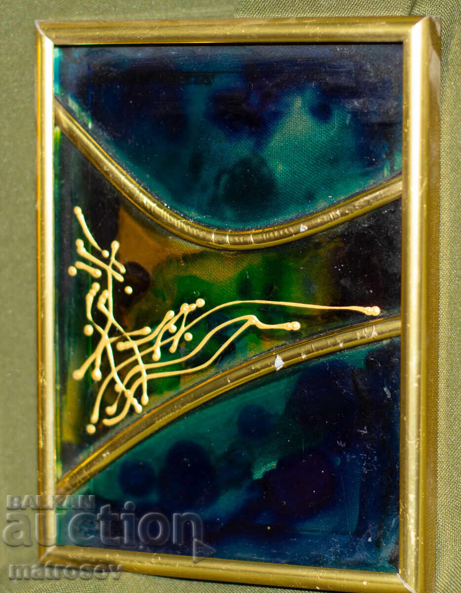 Παράδοση Δύο χειροποίητοι αφηρημένοι πίνακες ζωγραφικής σε γυαλί