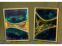 Două picturi abstracte pictate manual pe sticlă