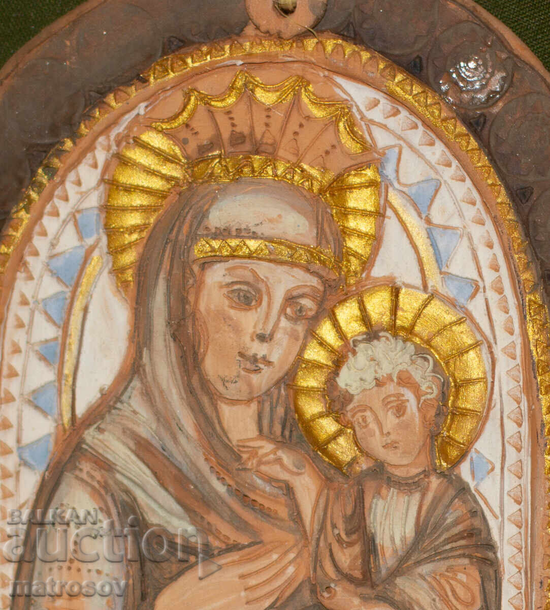 Delivery of Hand-painted ceramic icon of the Holy Mother with the Child