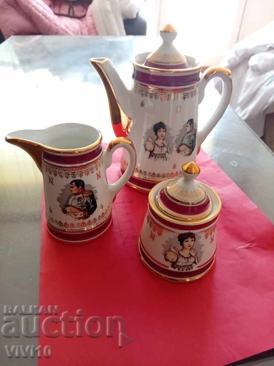 Antique French set, 3 pieces, porcelain