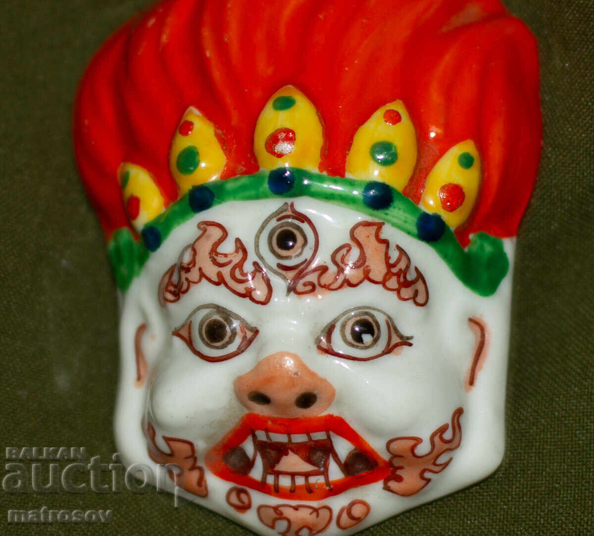 Доставка на Порцеланова маска, ръчно рисувана, Бог на огъня