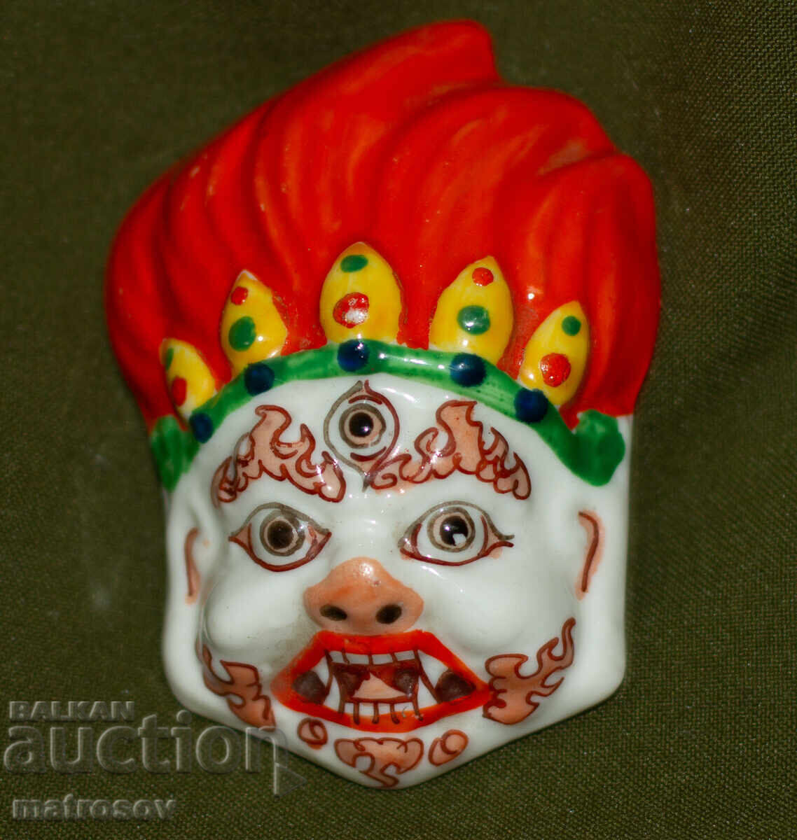 Порцеланова маска, ръчно рисувана, Бог на огъня