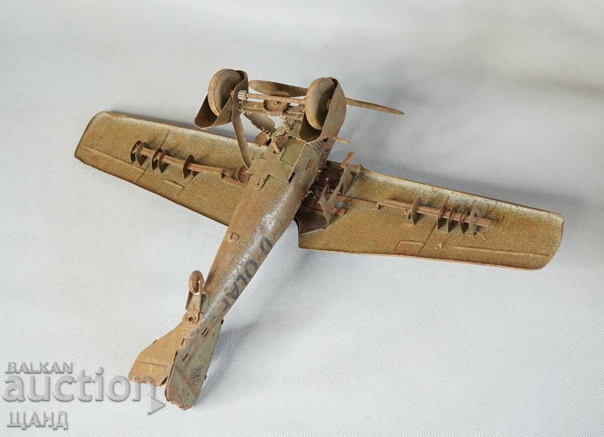 Vechiă Jucărie Mecanică Metalică Germană, Model Avion - 5