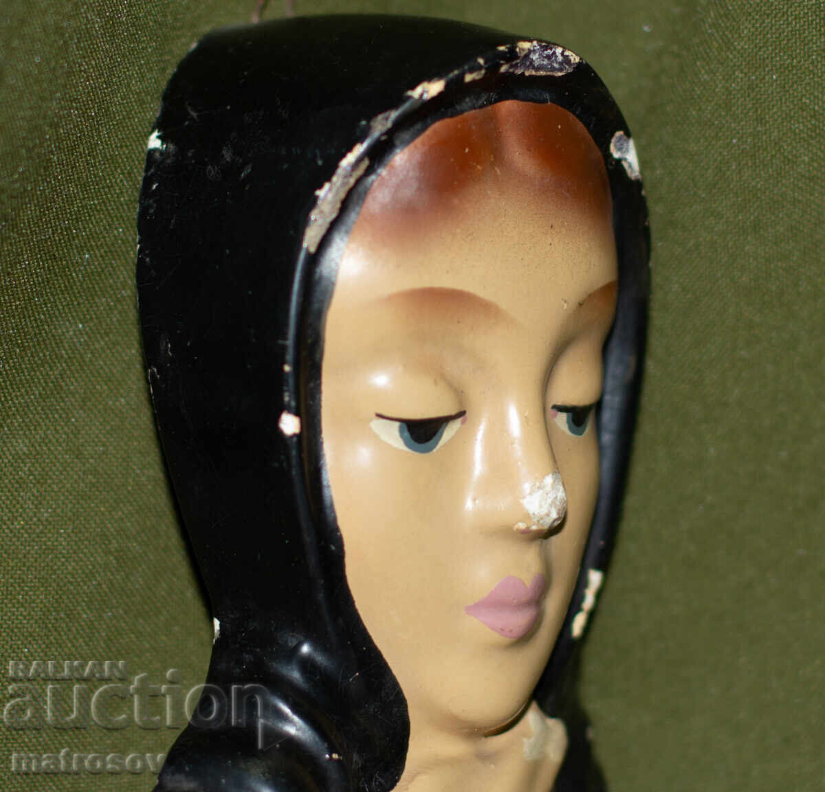 Стара, ръчно рисувана керамична склуптура, 1948г. - 6