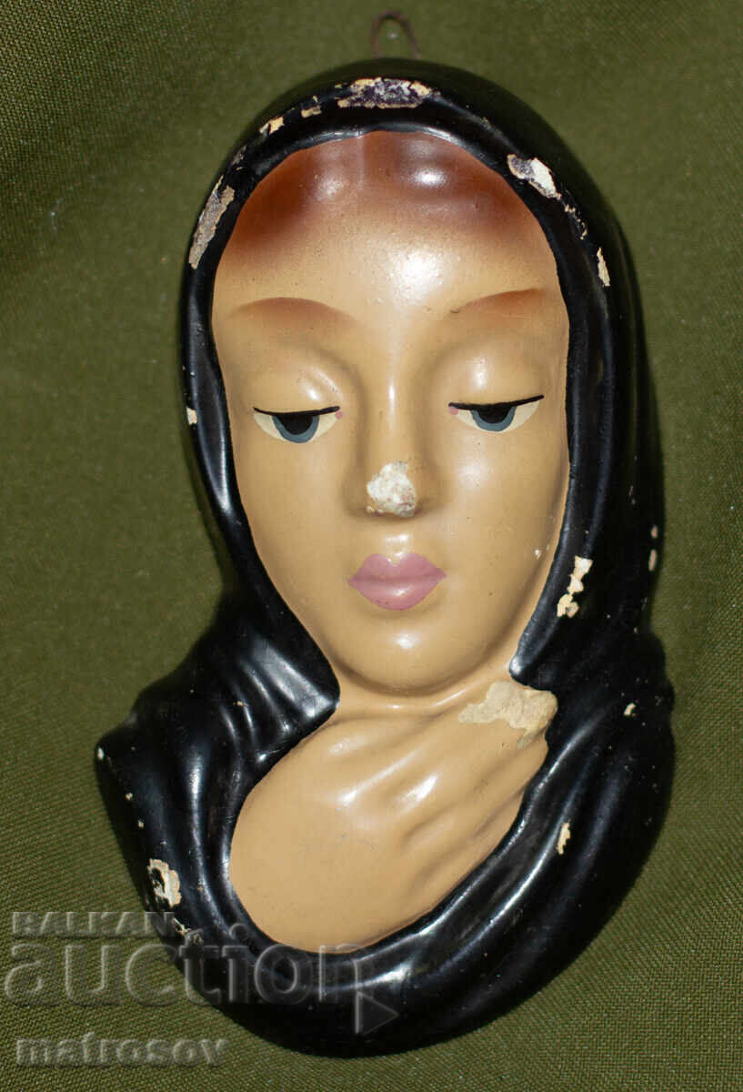 Стара, ръчно рисувана керамична склуптура, 1948г.