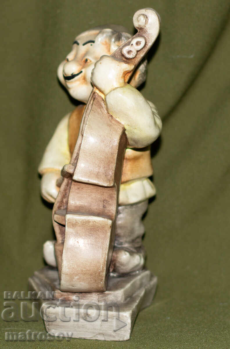 Декоративна керамична статуетка на музикант, контрабасист - 6
