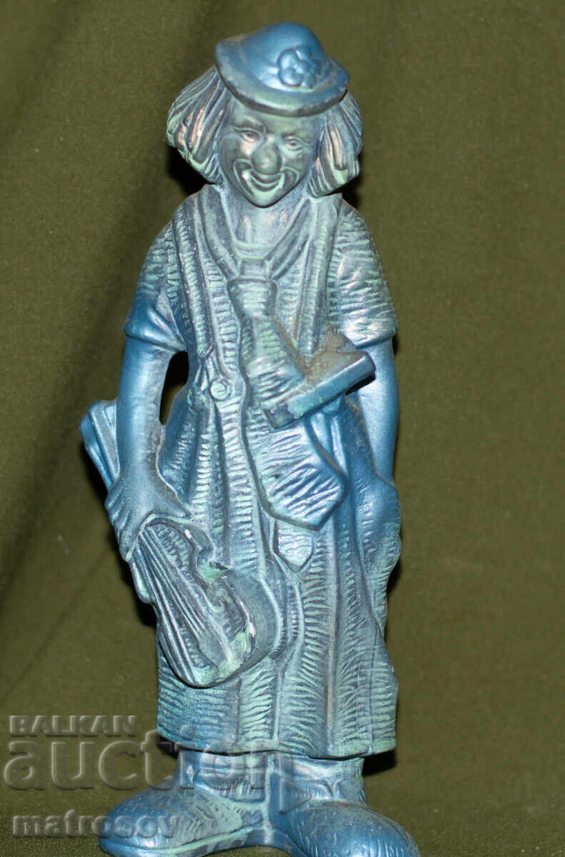 Ръчно изработена керамична статуетка на клоун с цигулка