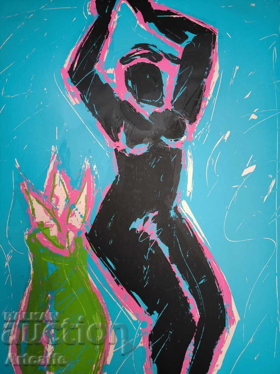 Γυναικείο γυμνό - έγχρωμη μεταξοτυπία, ακρυλικό με τιμή 400.00 BGN | € 204.52 Γυναικείο γυμνό - έγχρωμη μεταξοτυπία, ακρυλικό με τιμή 400.00 BGN | € 204.52