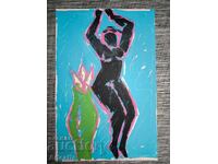 Female nude - color silkscreen, acrylic