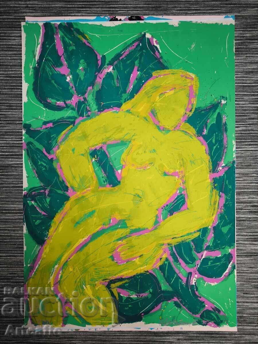 Naked body-colored screen printing, acrylic Naked body-colored screen printing, acrylic