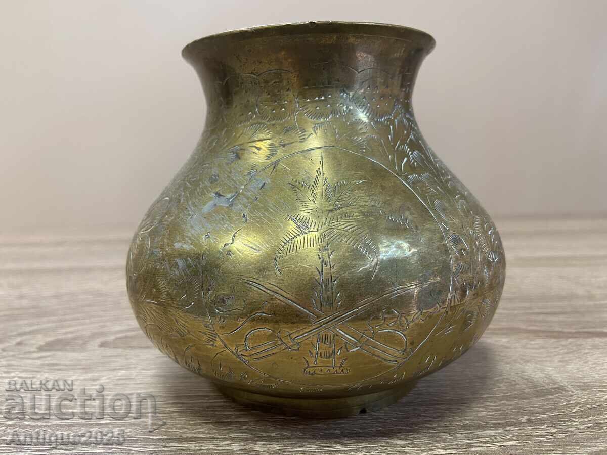 Vintage brass vase with engraving from Jerusalem with price € 30.68 | 60.00 BGN