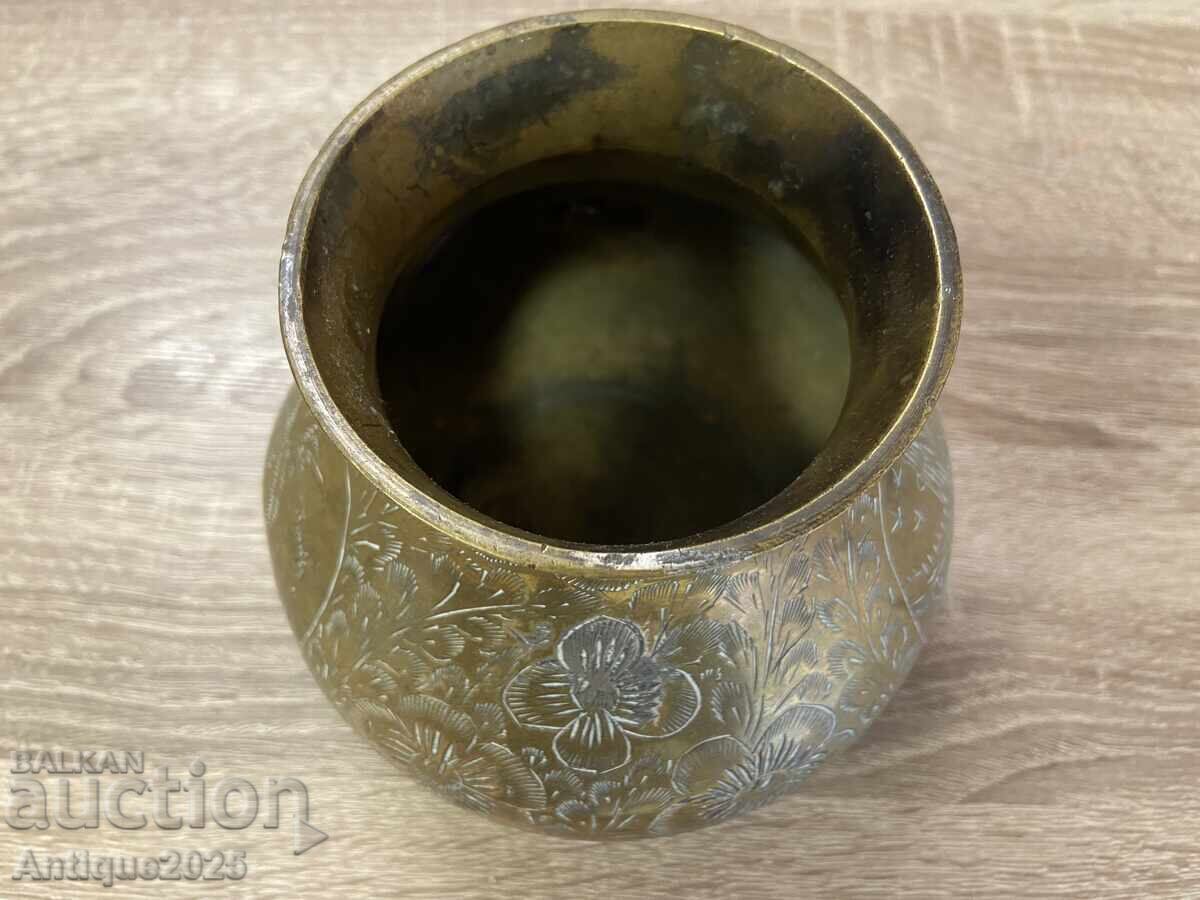 Винтижна месингова ваза с гравировка от Йерусалим - 5