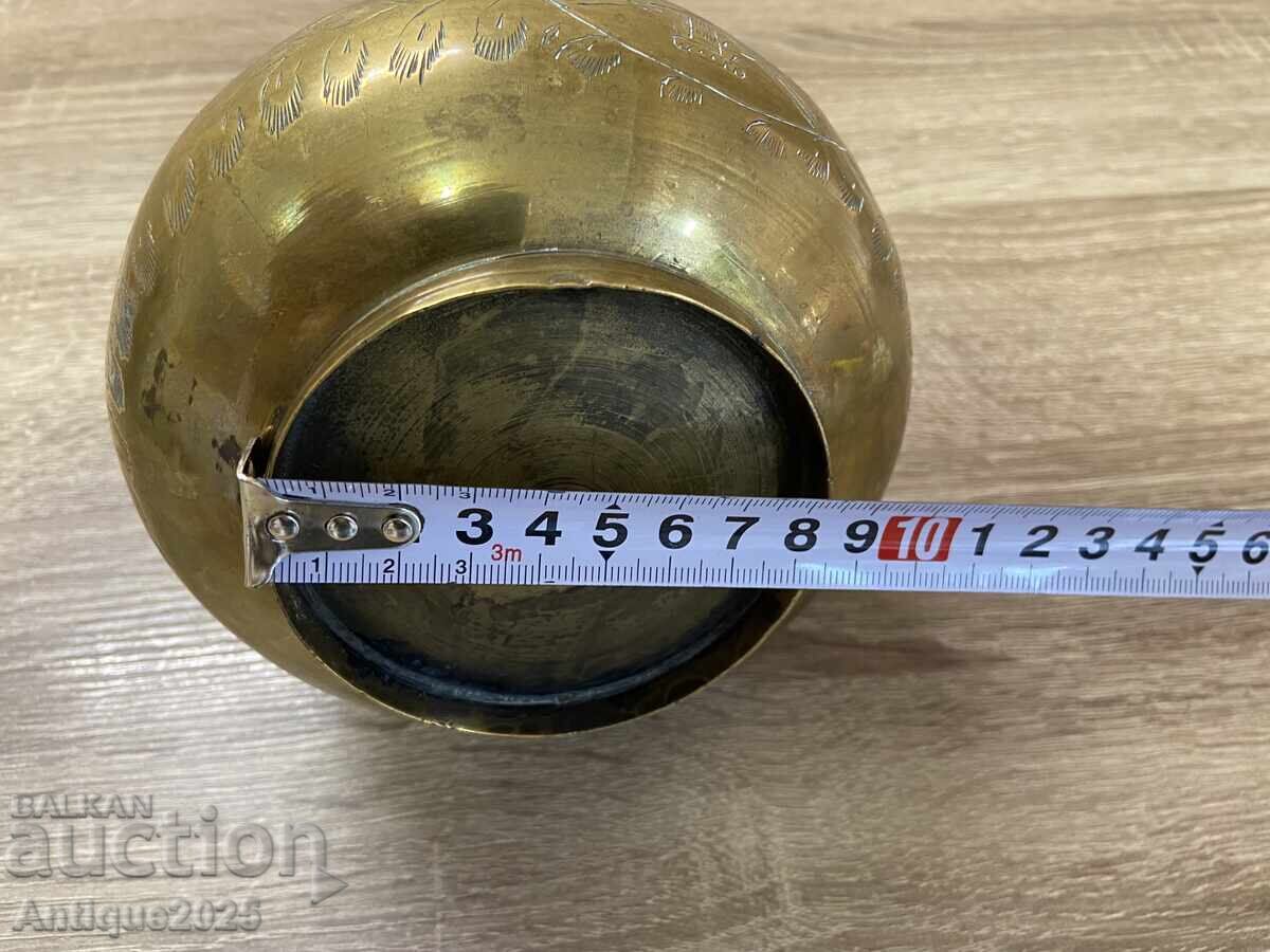 Vintage brass vase with engraving from Jerusalem - 6