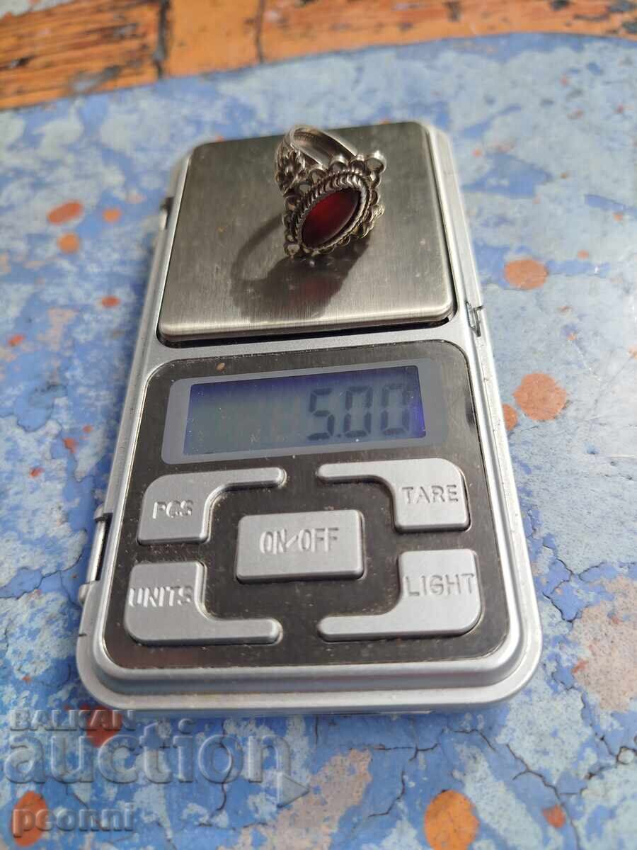 Inel de argint cu carneol - Art Deco - 6 Inel de argint cu carneol - Art Deco - 6
