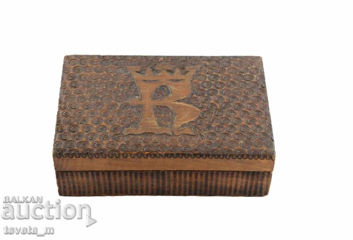 Ξύλινο κουτί κοσμημάτων χειροποίητο πυρογραφημένο