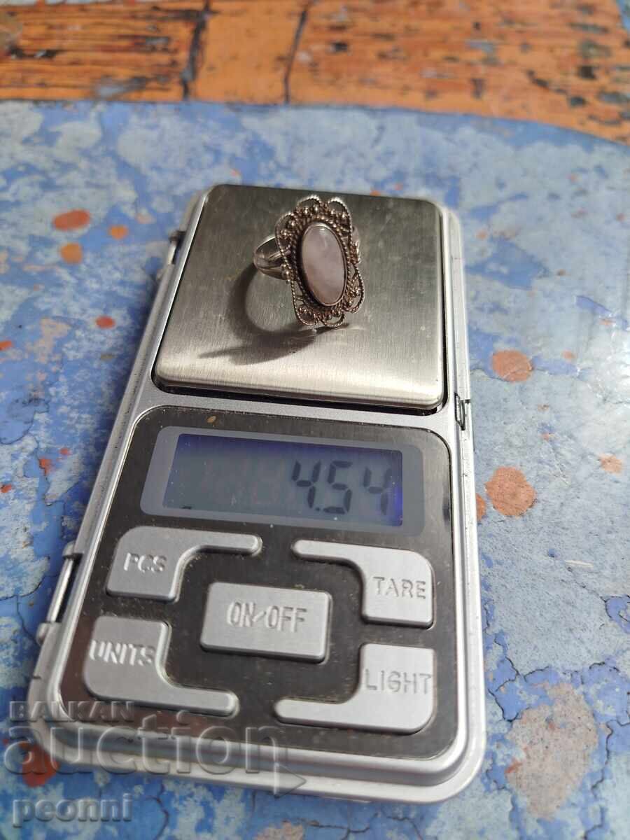 Silver ring with moonstone