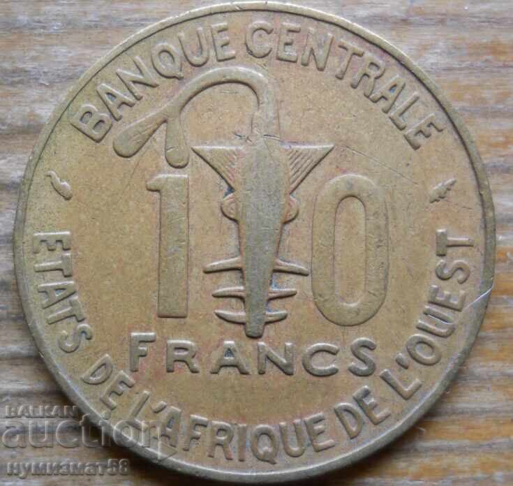 10 franci 1975 - Africa de Vest