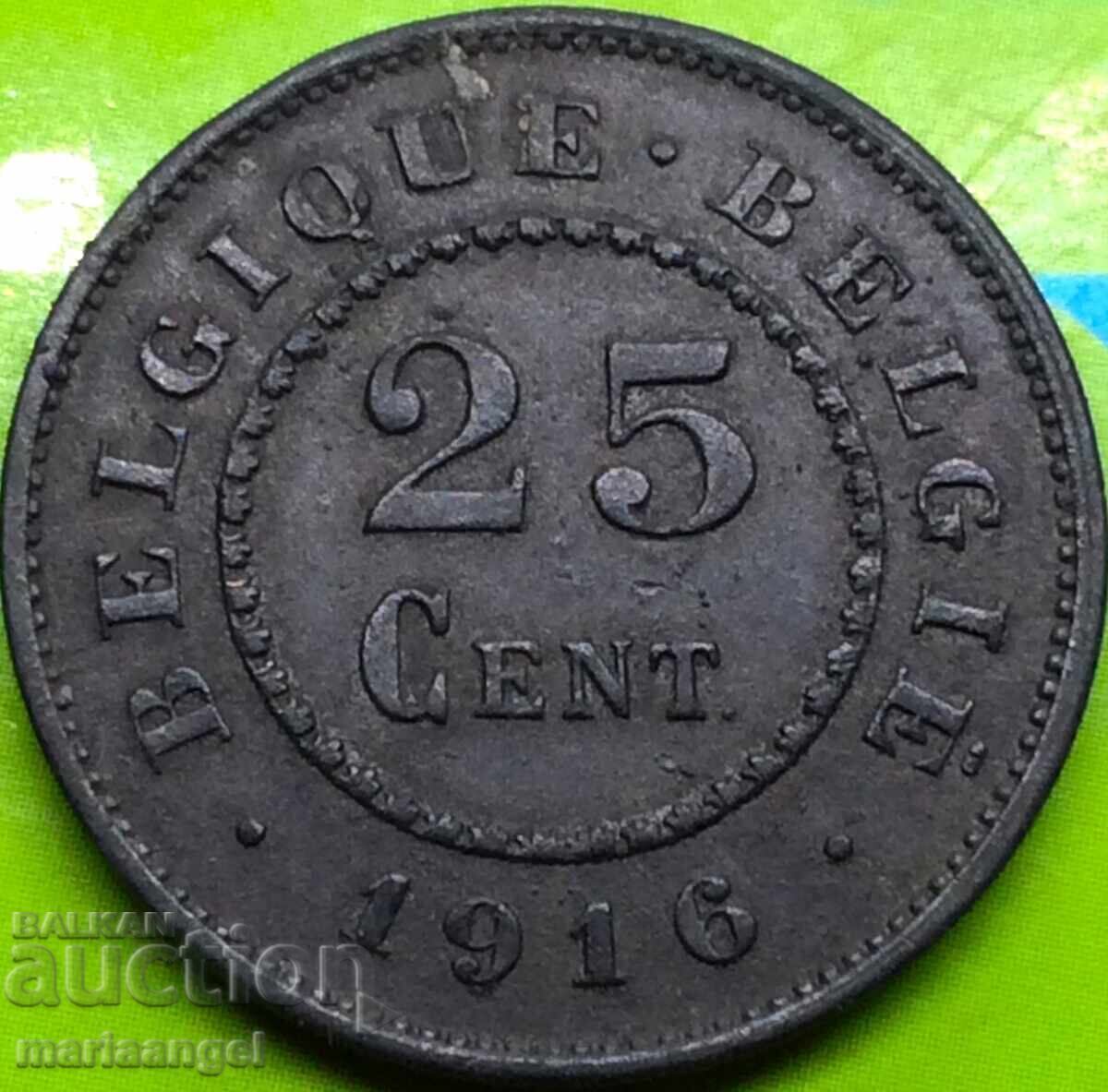 Belgium 25 cents 1916 Lion 26mm zinc - 6