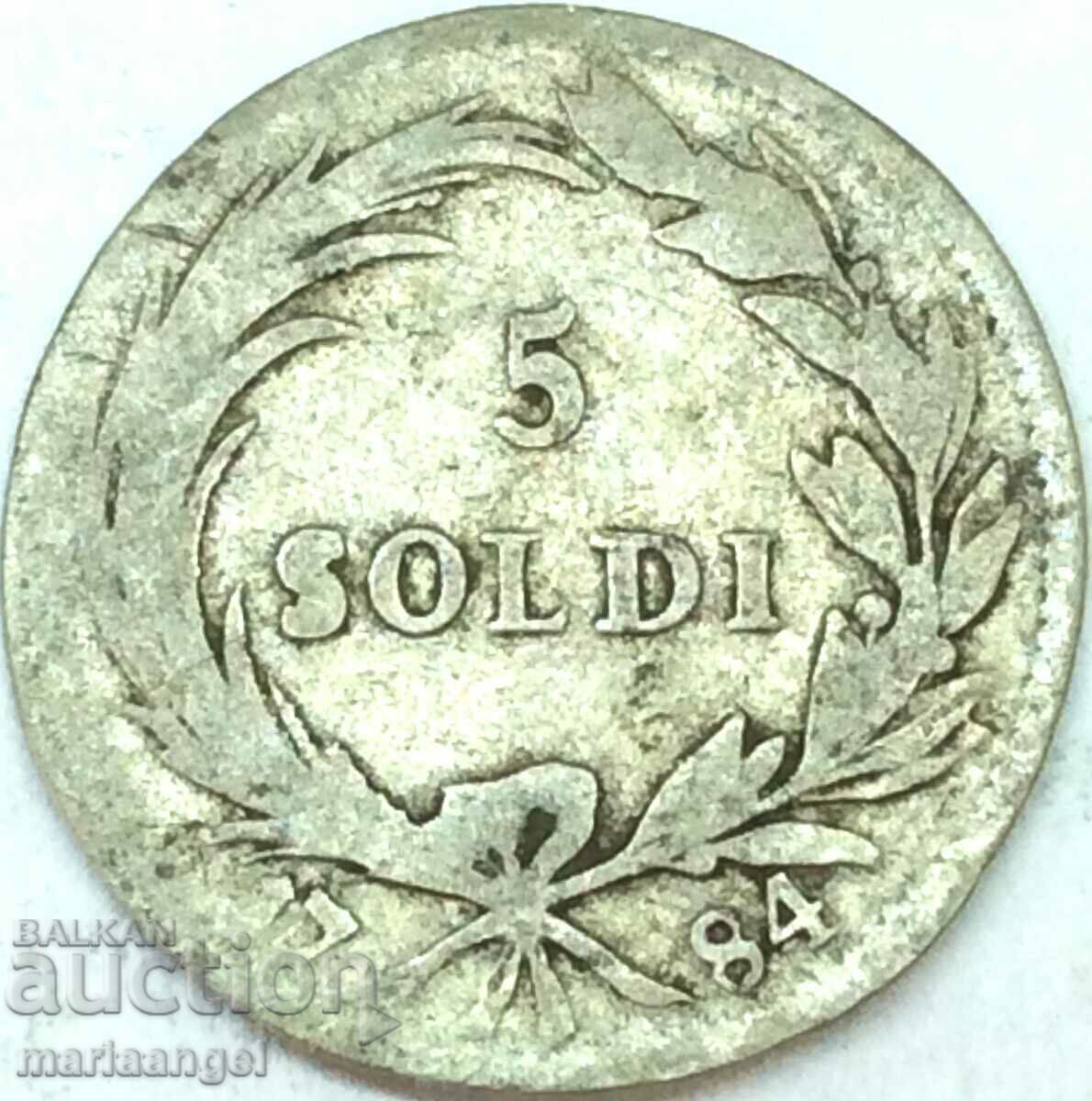 Licitație 5 soldi 1784 Austria pentru Italia Milan Joseph II Habsburg rare