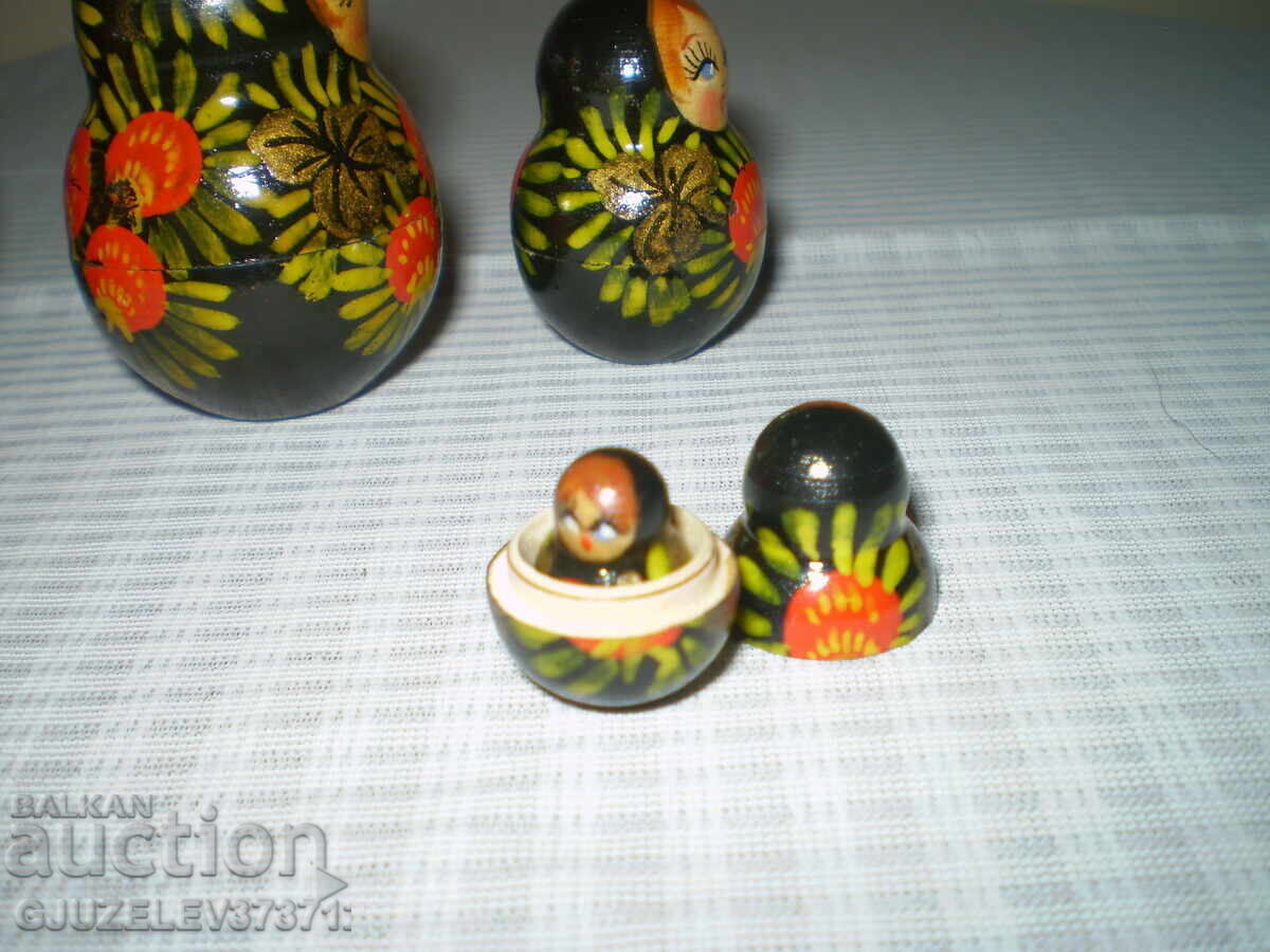 Руски винтидж автентични 5 рисувани дървени кукли за гнезде - 5