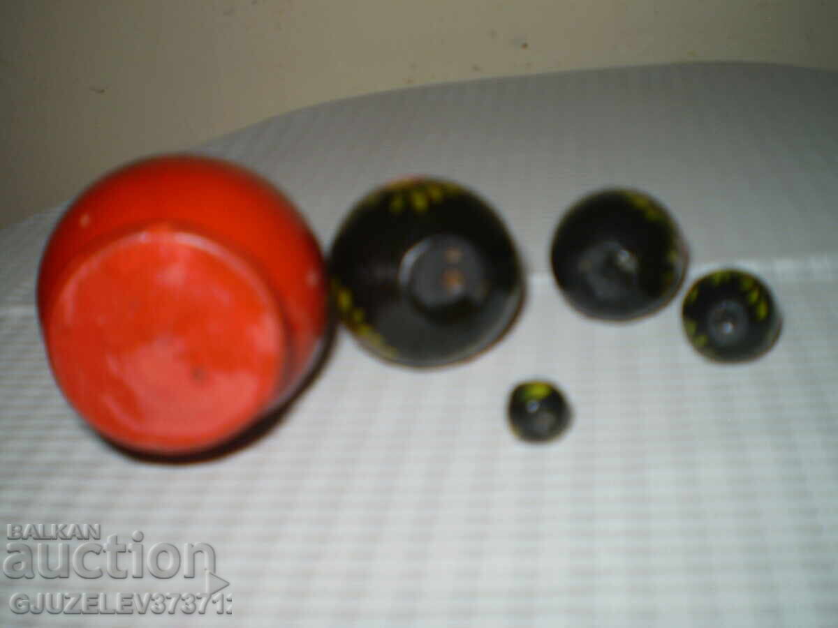 Руски винтидж автентични 5 рисувани дървени кукли за гнезде - 7