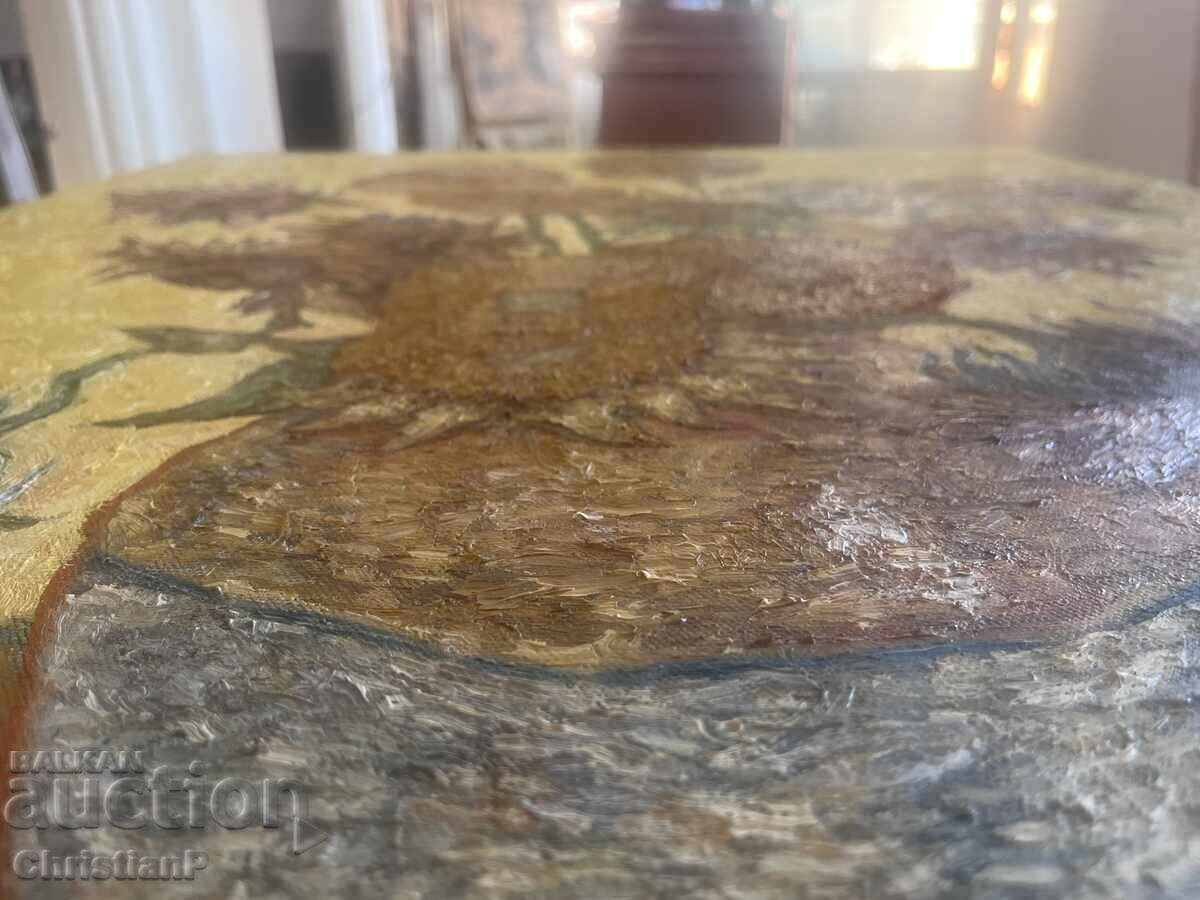 Painting inspired by Van Gogh - "Sunflowers" 90x70 with price 750.00 BGN | € 383.47