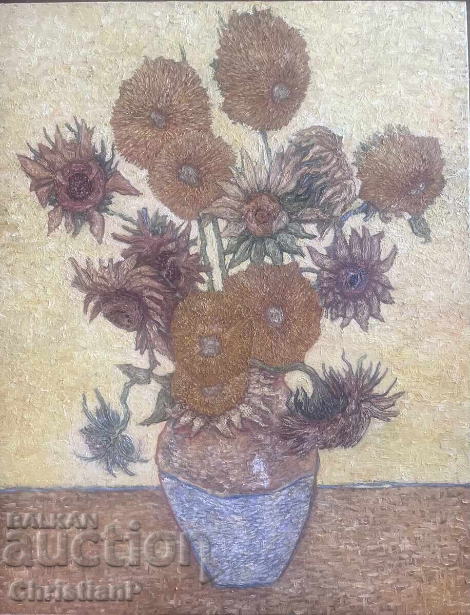 Painting inspired by Van Gogh - "Sunflowers" 90x70 - 5