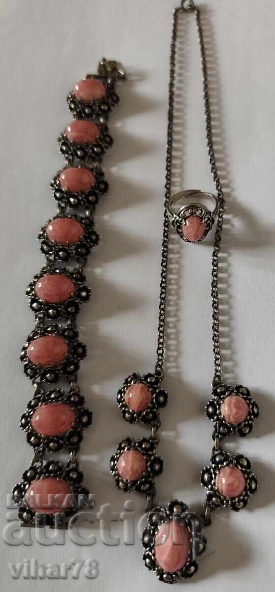 Auction  Very beautiful silver set: bracelet, necklace, ring