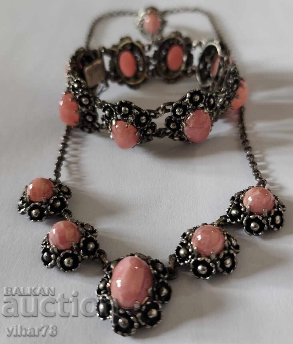 Very beautiful silver set: bracelet, necklace, ring - 5