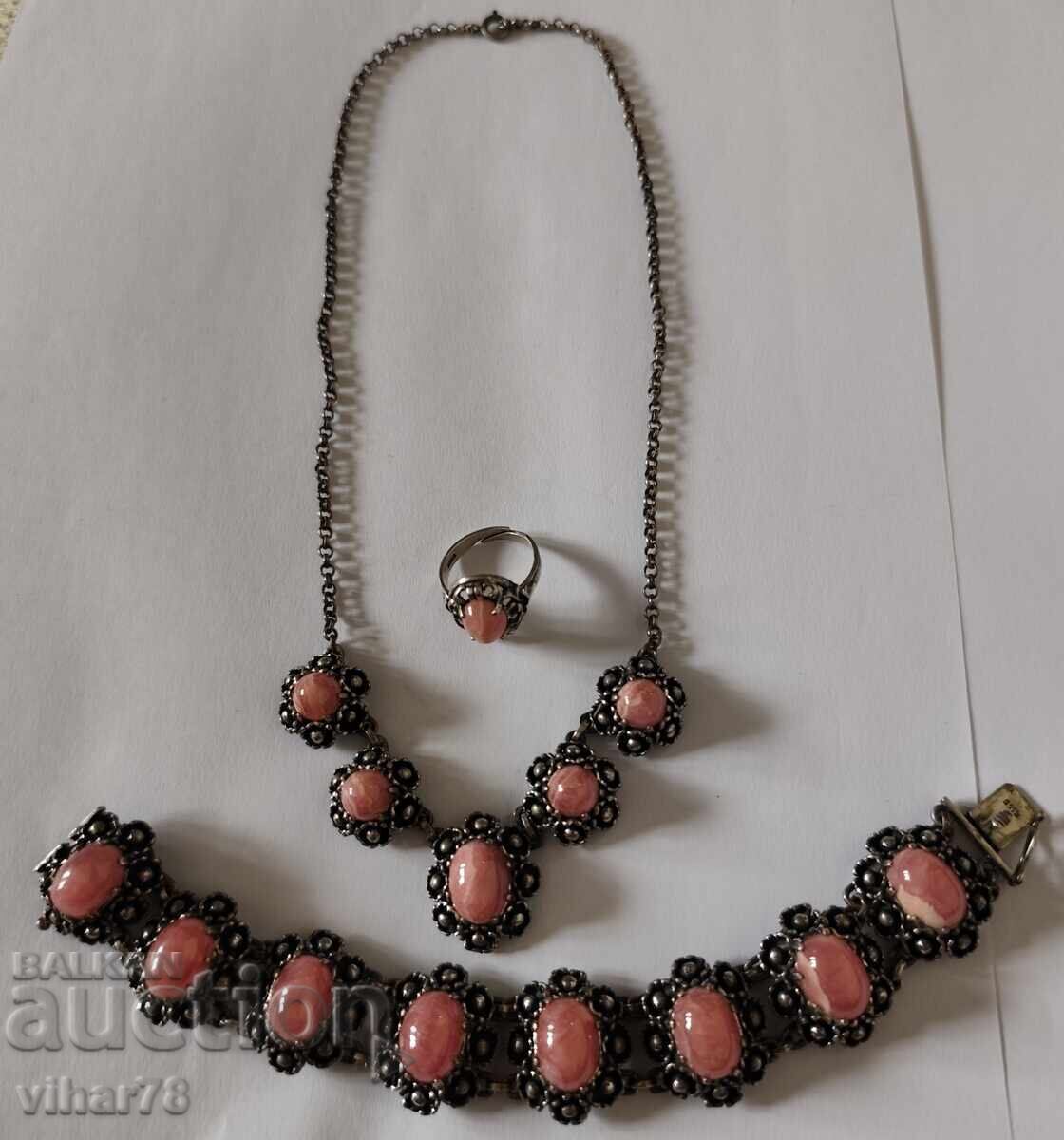 Very beautiful silver set: bracelet, necklace, ring - 6