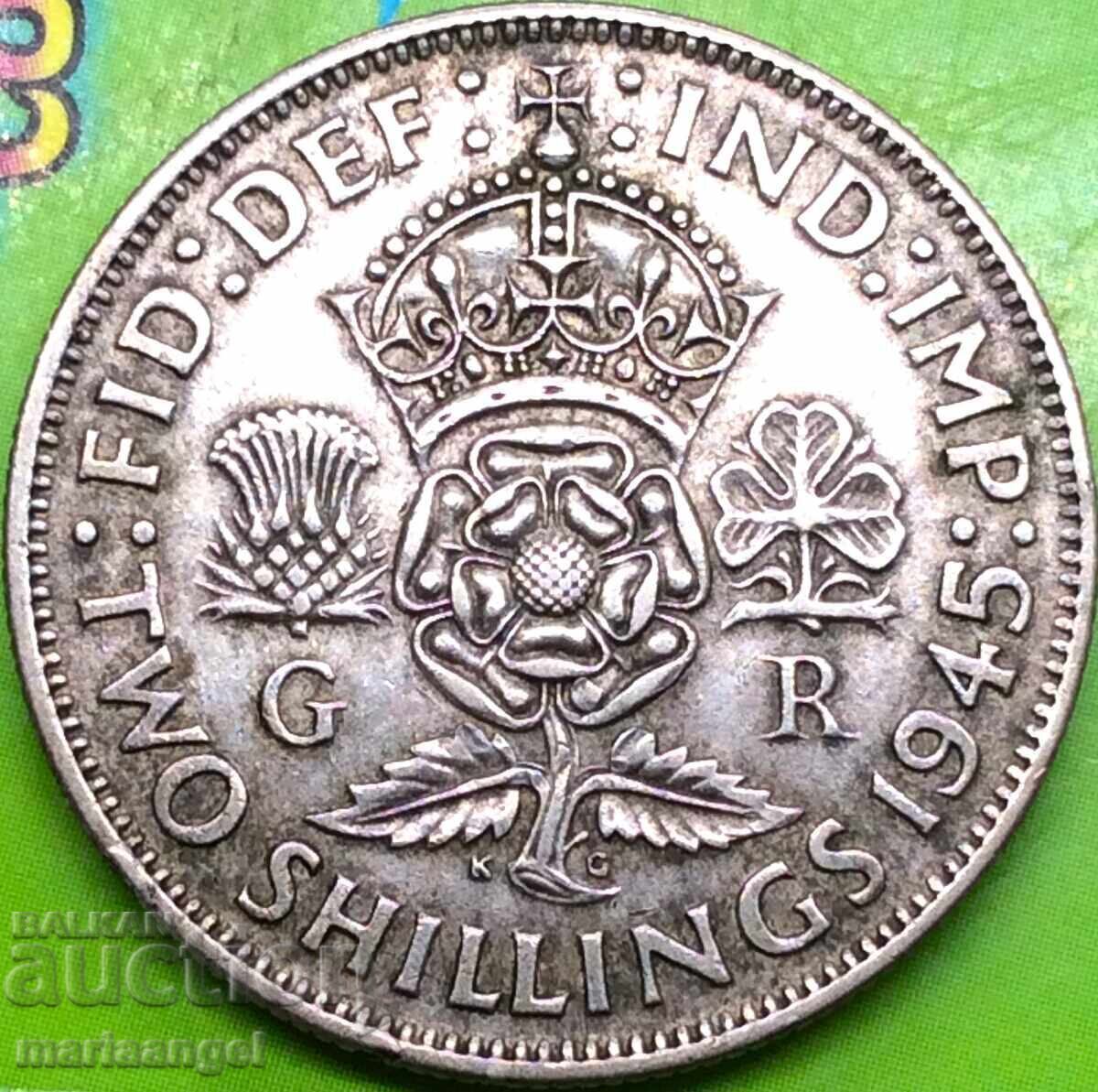 Μεγάλη Βρετανία 2 Σελίνια 1945 Florin Silver