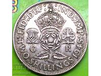 Μεγάλη Βρετανία 2 Σελίνια 1945 Florin Silver