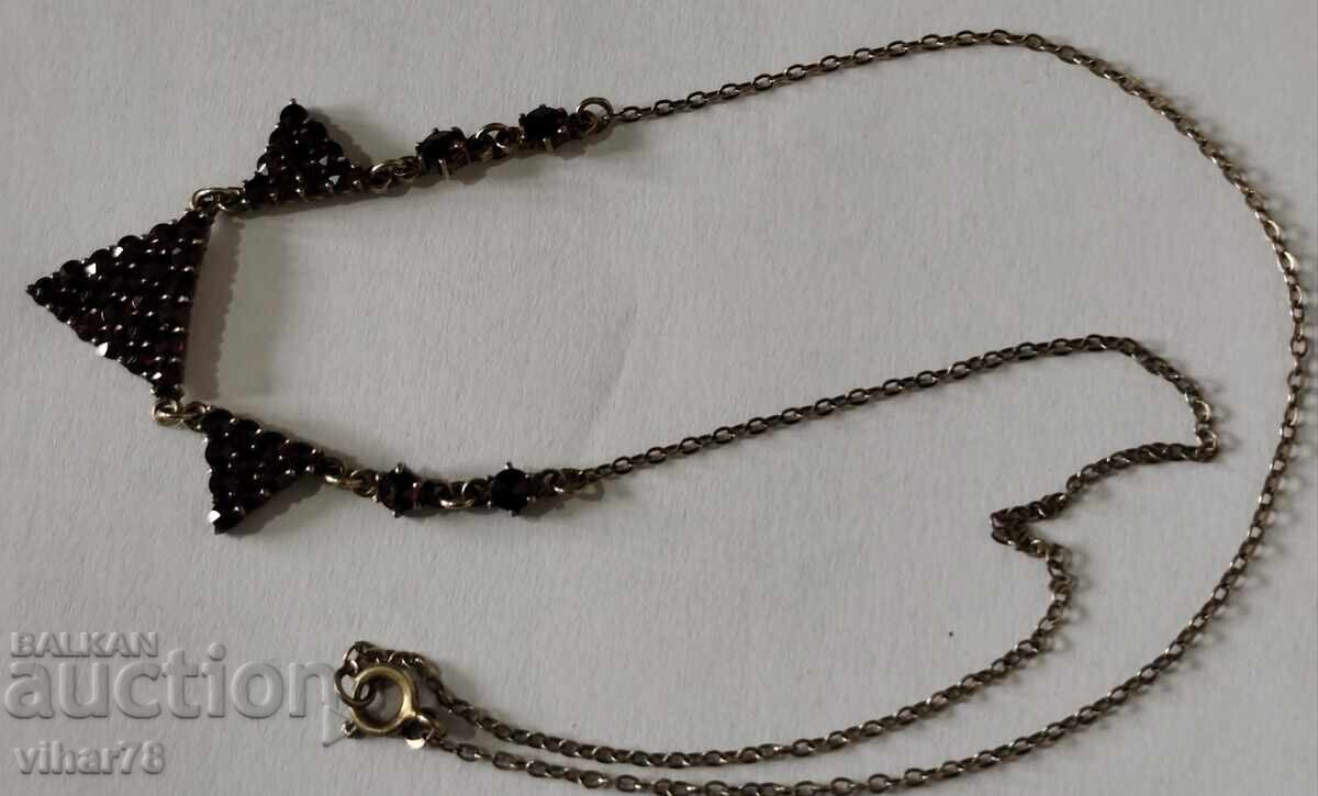 Πολύ όμορφο ασημένιο μενταγιόν με επιχρύσωση και γρανάτες - 5